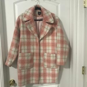 Missguided Pink Plaid Coat